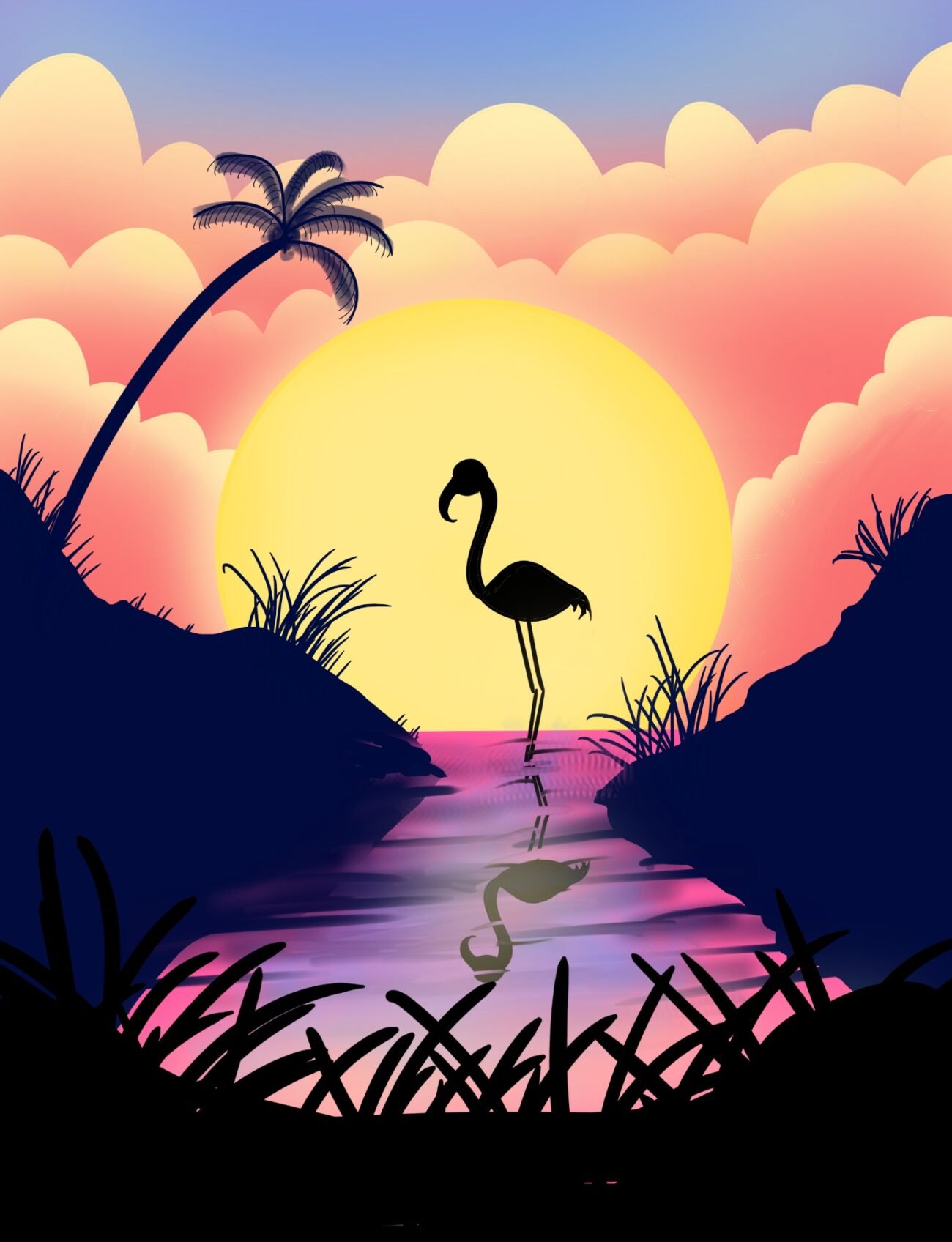 Digital flamingo